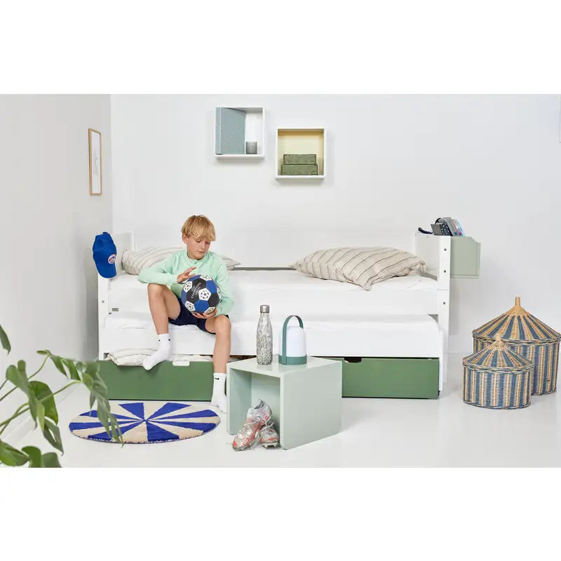 Enkeltseng Luna med skuffer i Dark Green og udtræksseng - Billede 2