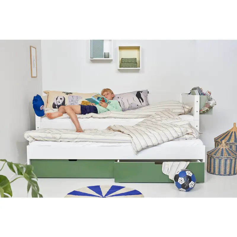 Enkeltseng Luna med skuffer i Dark Green og udtræksseng - Billede 3