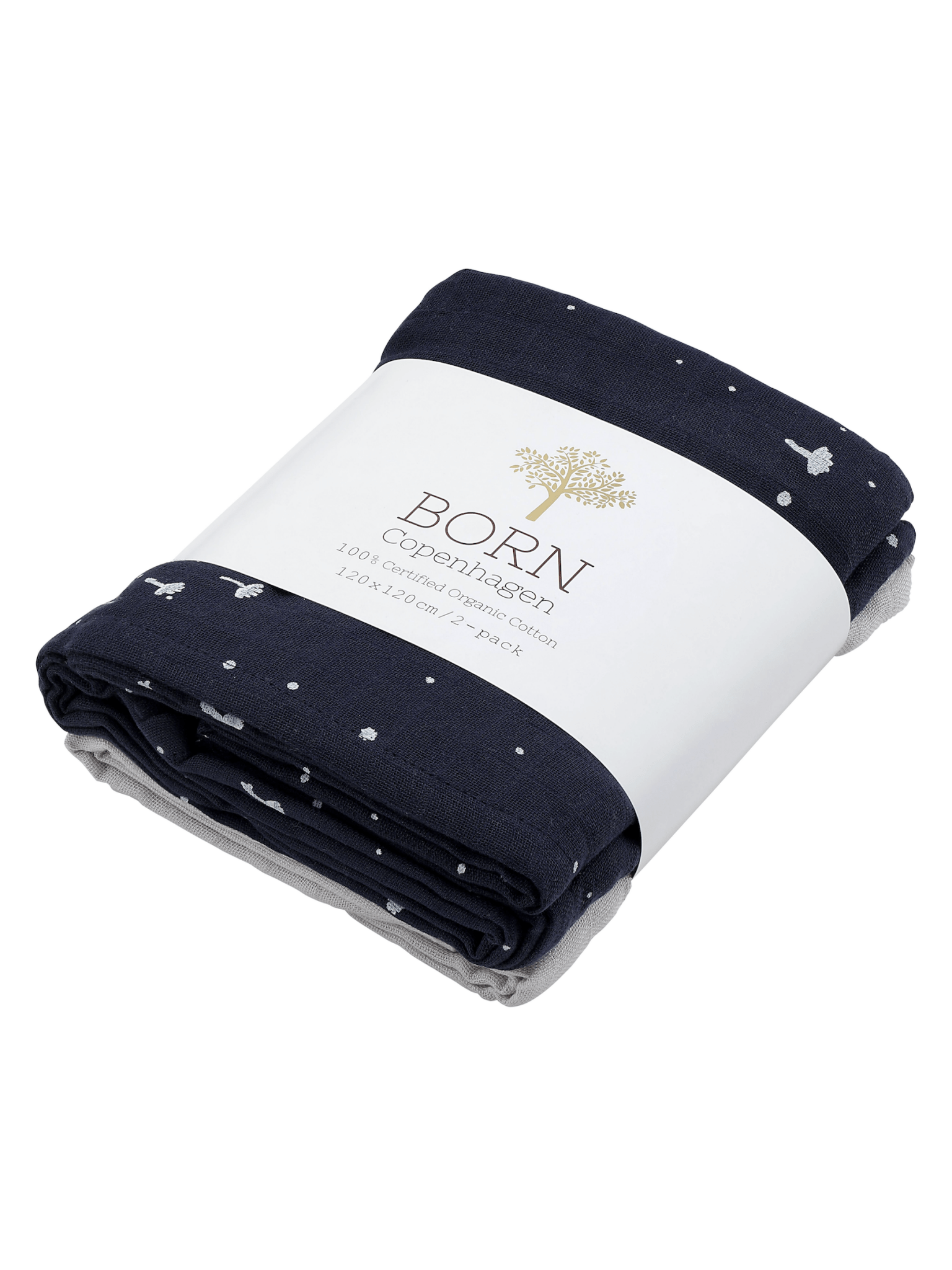 Muslin svøb i GOTS-certificeret økologisk bomuld | (2-pak) | 120 x 120 cm | Born Copenhagen - Billede 6